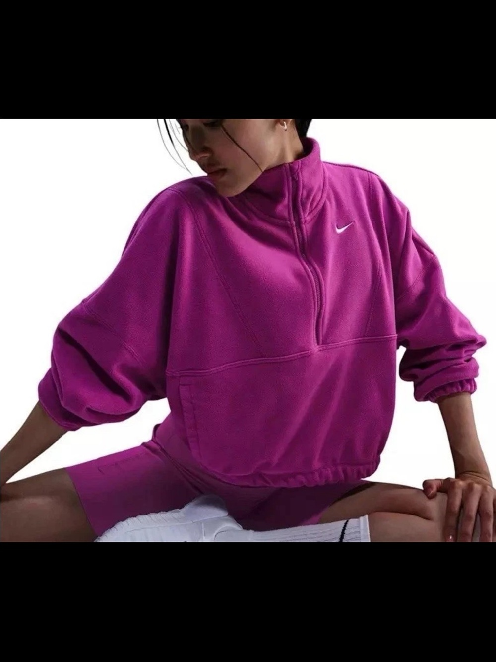 Nike One Therma-FIT Oversized 1/2 Zip Fleece Med Pink Women's Size XS